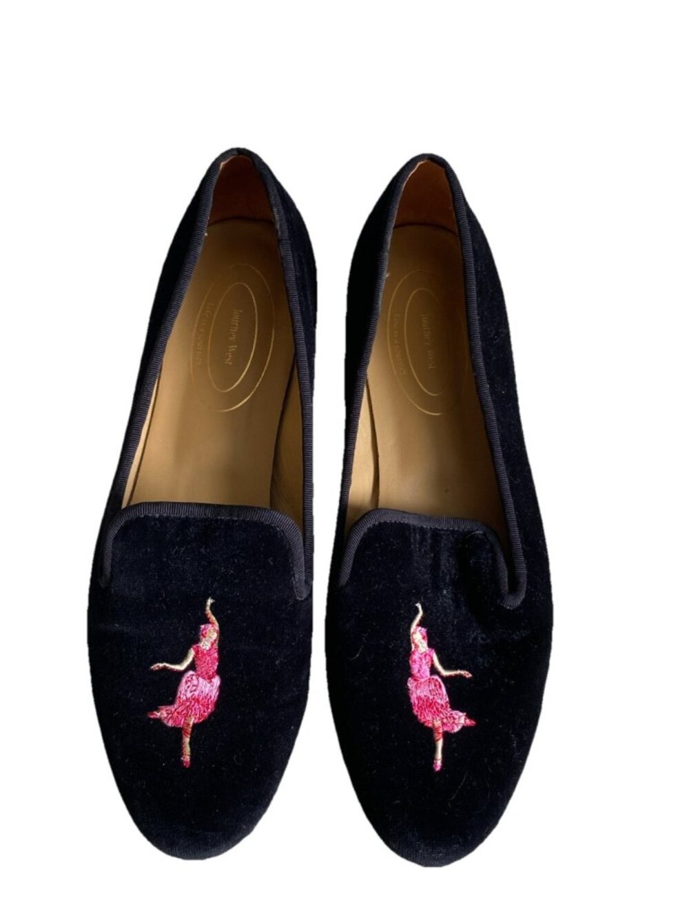 Journey West Black Velvet Loafer Slippers Ballerina Print Loafers 9.5 M